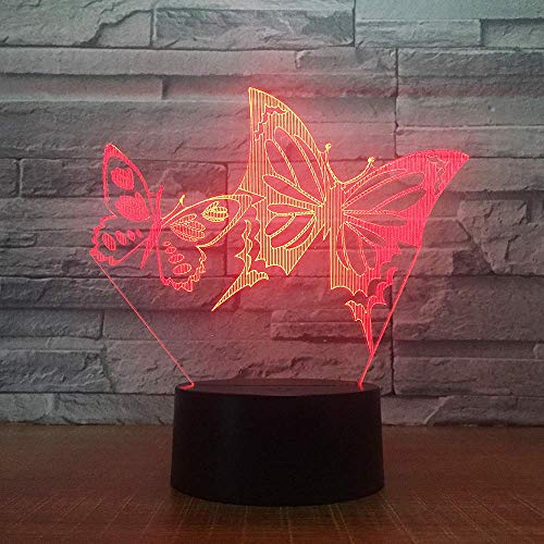 Creativo Lámpara 3D Mariposa Luz de Noche 16 Colores que Cambian Control Remoto USB Poder Touch Switch Ilusión óptica Decor Lámpara LED Mesa Lámpara Niños Juguetes Cumpleaños Navidad Regalo