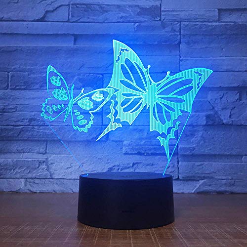 Creativo Lámpara 3D Mariposa Luz de Noche 16 Colores que Cambian Control Remoto USB Poder Touch Switch Ilusión óptica Decor Lámpara LED Mesa Lámpara Niños Juguetes Cumpleaños Navidad Regalo