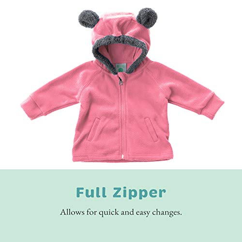 Cuddle Club Chaqueta Polar niño / niña Ropa Bebé y Niño de 0 a 5 años – Abrigo / Disfraz Bebé para Exterior con Cremallera y Capucha – BearFleeceJacketPink2T