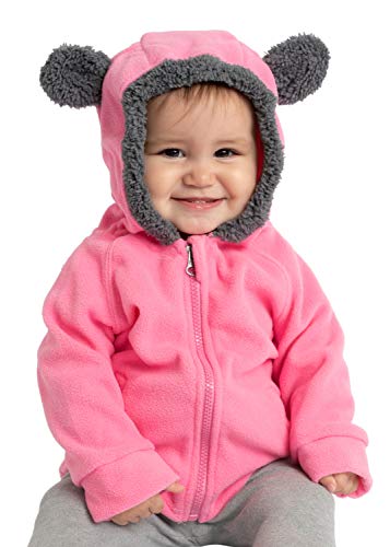 Cuddle Club Chaqueta Polar niño / niña Ropa Bebé y Niño de 0 a 5 años – Abrigo / Disfraz Bebé para Exterior con Cremallera y Capucha – BearFleeceJacketPink2T