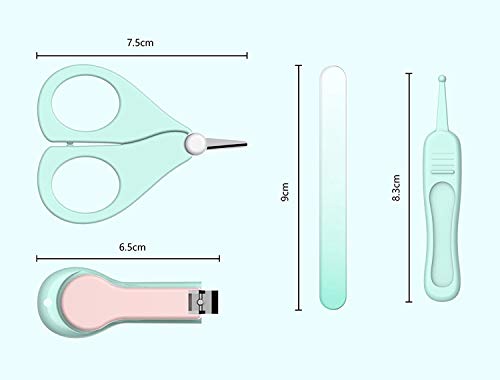 Cuidado de Bebe,Set de Manicura Bebe,Kit de Aseo para Bebés,Juego de Cortaúñas para Bebé,Limas de Uñas Bebe,Tijeras para Uñas Bebe,Set de Uñas para Bebe (Oso verde)