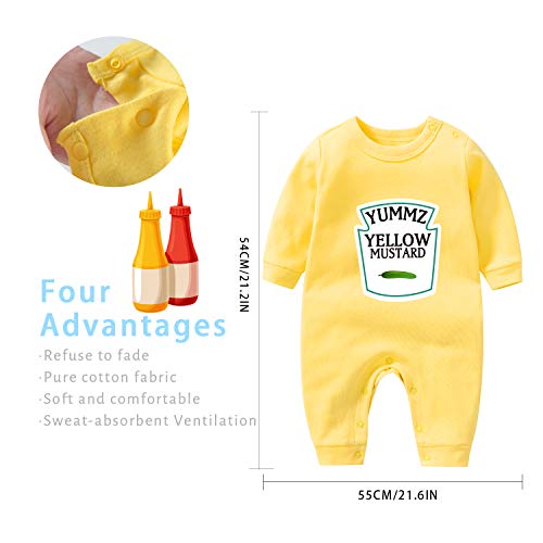 culbutomind Yummz - Divertido pelele para bebé, con diseño de tomate y mostaza, en color rojo y amarillo, regalo para recién nacido, multicolor, 3-6 Meses