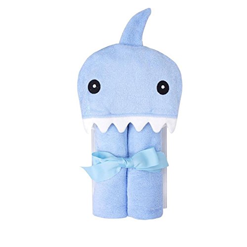 CuteOn Bebé 100% Algodón Toalla de baño Suave Encapuchado Toalla para Recién nacido Niñito y Niños - Azul Tiburón 28.74" x 35.43"