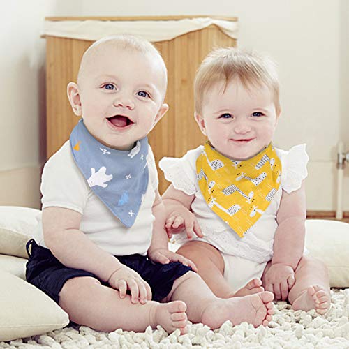 Czemo 10 Piezas Algodón Orgánico Baberos Bebe Bandanas con 2 Ajustables Botón a Presión,Suave y Absorbente Baberos Drool para Recién Nacidos Niños y Niñas 0-3 Años