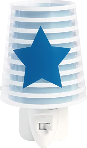 Dalber Lámpara Infantil Luz Noche Quitamiedos Enchufe LED Estrellas Azul, 0.3 W