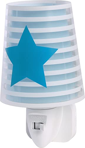 Dalber Lámpara Infantil Luz Noche Quitamiedos Enchufe LED Estrellas Azul, 0.3 W