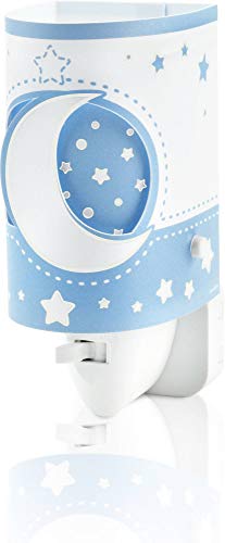 Dalber Lámpara Infantil Luz Noche Quitamiedos Enchufe LED Luna y Estrellas Moonlight Azul, 0.3 W