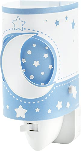 Dalber Lámpara Infantil Luz Noche Quitamiedos Enchufe LED Luna y Estrellas Moonlight Azul, 0.3 W