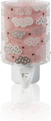 Dalber Lámpara Infantil Luz Noche Quitamiedos Enchufe LED Nubes Clouds Rosa, 0.3 W