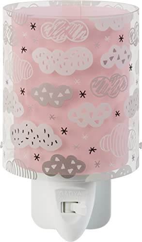 Dalber Lámpara Infantil Luz Noche Quitamiedos Enchufe LED Nubes Clouds Rosa, 0.3 W