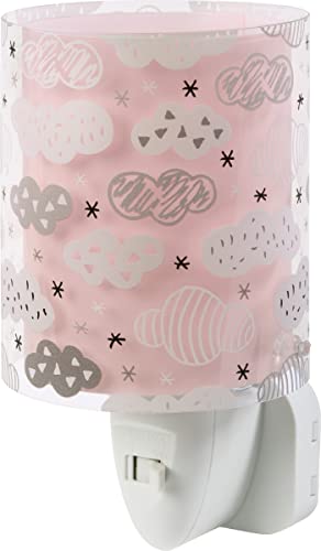 Dalber Lámpara Infantil Luz Noche Quitamiedos Enchufe LED Nubes Clouds Rosa, 0.3 W