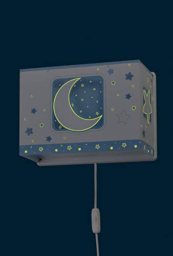 Dalber Moon Light Lámpara Aplique Pared Infantil Luna y Estrellas Moonlight Azul, 60 W