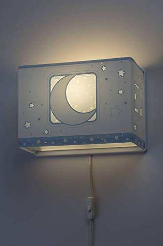 Dalber Moon Light Lámpara Aplique Pared Infantil Luna y Estrellas Moonlight Azul, 60 W