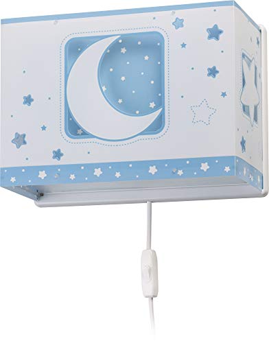 Dalber Moon Light Lámpara Aplique Pared Infantil Luna y Estrellas Moonlight Azul, 60 W