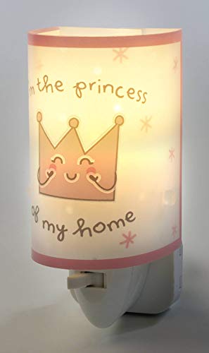 Dalber Princess and Prince Luz nocturna quitamiedos infantil enchufe led corona E14, Rosa