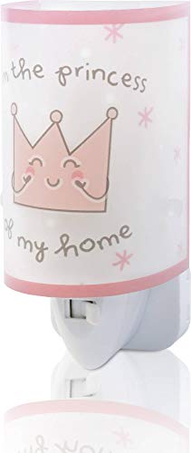 Dalber Princess and Prince Luz nocturna quitamiedos infantil enchufe led corona E14, Rosa