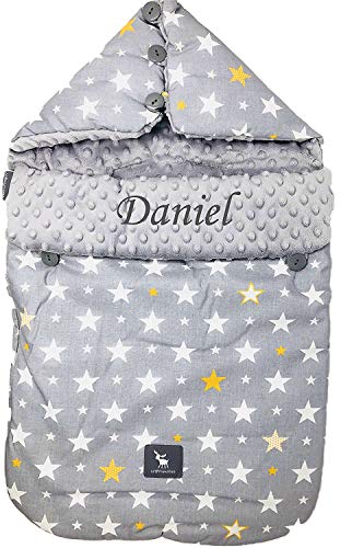 danielstore-Saco bebe personalizado nana, capazo y grupo 0 (Gris blanco)