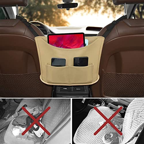 Dasing Soporte de red para el coche, para bolsos, monederos, entre los asientos, barrera para el asiento de mascotas y niños (beige)