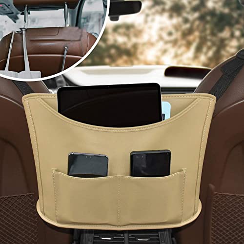 Dasing Soporte de red para el coche, para bolsos, monederos, entre los asientos, barrera para el asiento de mascotas y niños (beige)