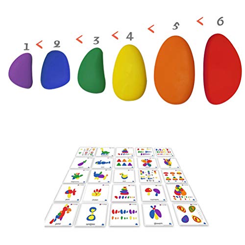 Daxoon Rainbow Pebbles 94 Piezas Rainbow Pebbles Juguetes de conteo de Ladrillos Juego de apilamiento Rompecabezas para la educación de la Primera Infancia