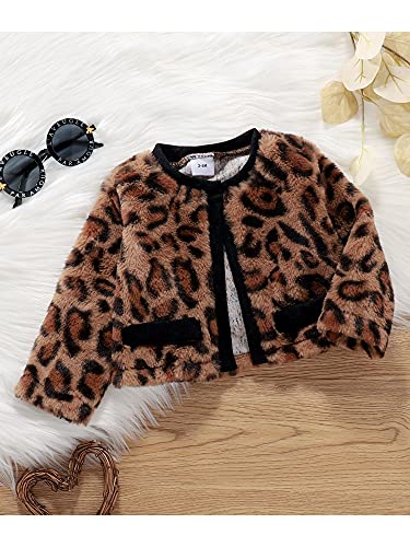 Dazzerake Conjunto de 3 piezas de ropa de bebé con letras de leopardo estampadas de piel de leopardo, vestido de manga larga + cremallera de cárdigan abrigo + banda, LEOPARDO, 3-6 meses