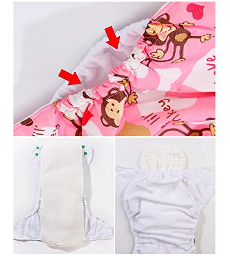 DEBAIJIA Cubierta de Pañales de Tela Para Bebés Lindo Casual Reutilizable Impermeable Transpirable Ajustable Lavable Pañal Diario Adecuado para 0-36 Meses Niño Niño Niña Sin Inserto 2 / PCS