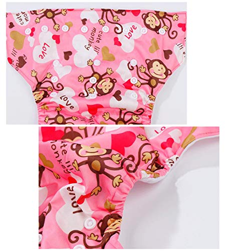 DEBAIJIA Cubierta de Pañales de Tela Para Bebés Lindo Casual Reutilizable Impermeable Transpirable Ajustable Lavable Pañal Diario Adecuado para 0-36 Meses Niño Niño Niña Sin Inserto 2 / PCS