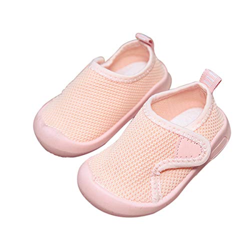 DEBAIJIA Zapatos para Niños 0-3T Bebés Caminata Zapatillas Niños Niñas Suela Suave Malla Antideslizante TPR Material Transpirable Cómodo(Rosa-26)