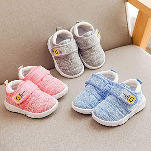 DEBAIJIA Zapatos para Niños 3-18M bebés Caminata Zapatillas Niños Niñas Suela Suave Lona TPR Material Antideslizante Transpirables Moda(Gris-19)