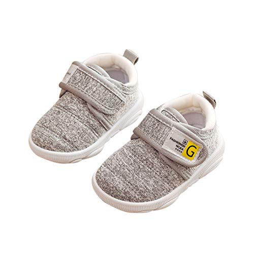 DEBAIJIA Zapatos para Niños 3-18M bebés Caminata Zapatillas Niños Niñas Suela Suave Lona TPR Material Antideslizante Transpirables Moda(Gris-19)