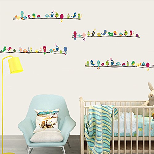 decalmile Vinilos Vistoso Lindo Animales Pájaros Pegatinas Pared Desmontable Decorativos Adhesivos para Niños Habitación Infantil