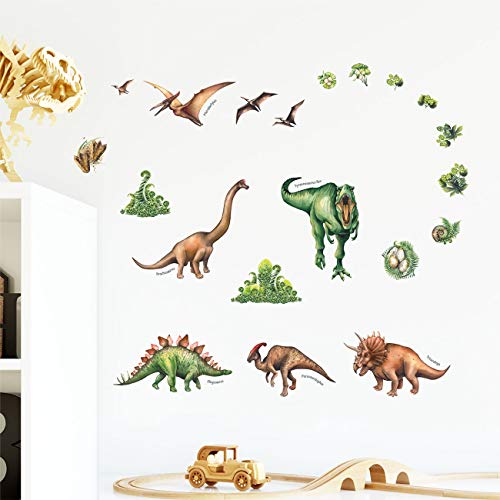 DECOWALL DS-8034 Dinosaurio en Acuarela Vinilo Pegatinas Decorativas Adhesiva Pared Dormitorio Salón Guardería Habitación Infantiles Niños Bebés (Pequeña) (English Ver.)