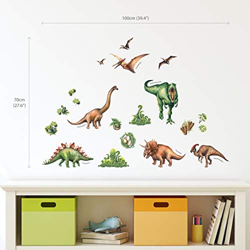 DECOWALL DS-8034 Dinosaurio en Acuarela Vinilo Pegatinas Decorativas Adhesiva Pared Dormitorio Salón Guardería Habitación Infantiles Niños Bebés (Pequeña) (English Ver.)