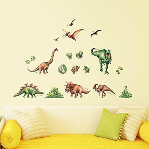 DECOWALL DS-8034 Dinosaurio en Acuarela Vinilo Pegatinas Decorativas Adhesiva Pared Dormitorio Salón Guardería Habitación Infantiles Niños Bebés (Pequeña) (English Ver.)