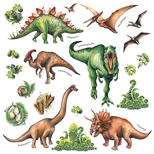 DECOWALL DS-8034 Dinosaurio en Acuarela Vinilo Pegatinas Decorativas Adhesiva Pared Dormitorio Salón Guardería Habitación Infantiles Niños Bebés (Pequeña) (English Ver.)