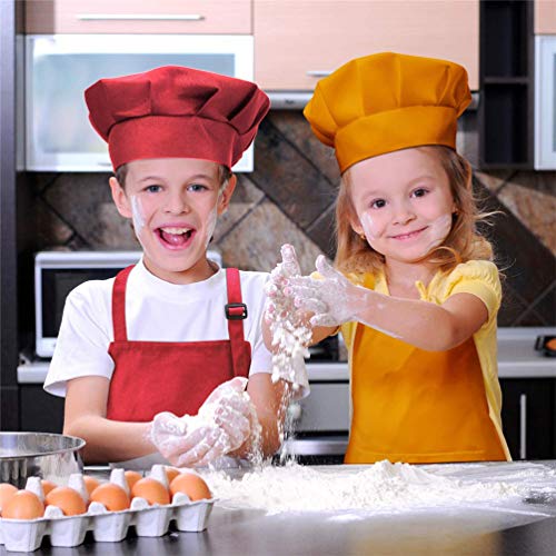 Delantal y gorro de chef para niños, color sólido, sin mangas, ajustable, delantal de cocina y chef con bolsillos para cocinar pintura (negro, 7-13 años)