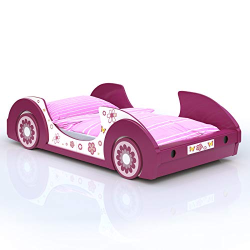 Deuba Cama Infantil Decorativa Butterfly para niños 200x90cm Cama Coche para niñas Carga máx. 100Kg