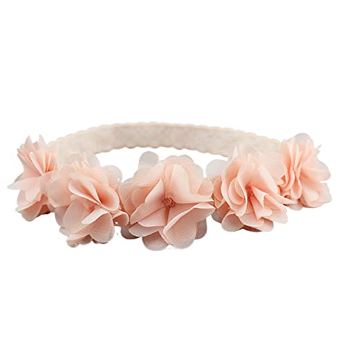 Diadema de flores para bebé, bautizo, bautizo, diadema, turbante de grogrén, tocado para niñas pequeñas y niños (3 unidades)