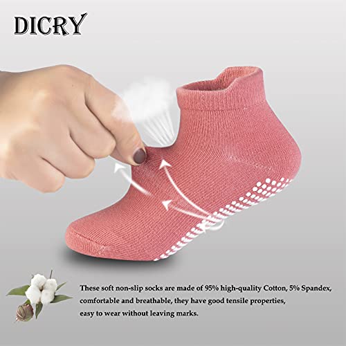 Dicry Calcetines Tobilleros Antideslizantes de Algodón Unisex Bebé Niños Niñas Infante y Chico Chica (3-5 Años, 6 Pares )