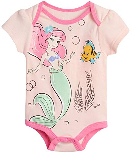 Disney Baby Girls 3 Piece Short Sleeve Bodysuits – Minnie, Ariel, Nemo, Pooh (Newborn/Infant), Ariel Mermaid