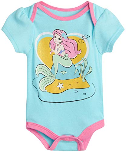 Disney Baby Girls 3 Piece Short Sleeve Bodysuits – Minnie, Ariel, Nemo, Pooh (Newborn/Infant), Ariel Mermaid