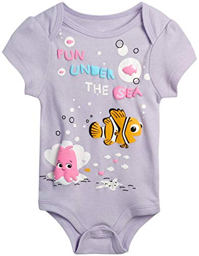 Disney Baby Girls 3 Piece Short Sleeve Bodysuits – Minnie, Ariel, Nemo, Pooh (Newborn/Infant), Size 0-3 Months, Nemo