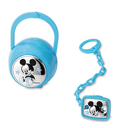 Disney Baby - Mickey Mouse - Clip para chupete con cadena y funda - Plata