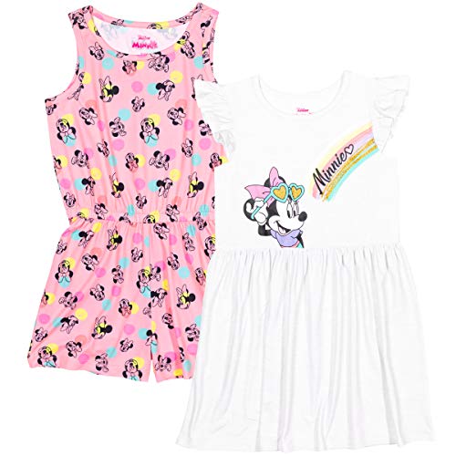 Disney Minnie Mouse Baby Girls 2 Pack Sleeveless Dress and Romper Pink/Grey 18 Months