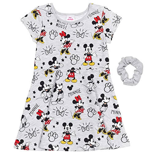 Disney Minnie Mouse Mickey Mouse Baby Girls French Terry Dress Scrunchy Set Gray 18 Months