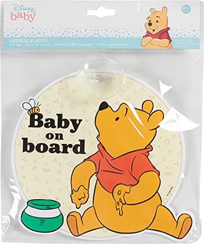 Disney Winnie The Pooh Señal de coche Baby On Board niño con ventosa amarillo