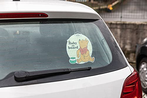 Disney Winnie The Pooh Señal de coche Baby On Board niño con ventosa amarillo