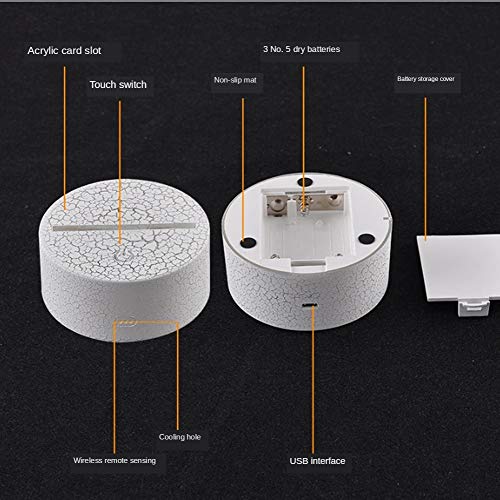 Divertido gato led luz nocturna interruptor táctil luz multicolor decoración de la habitación luz niños bebé luz de noche base agrietada