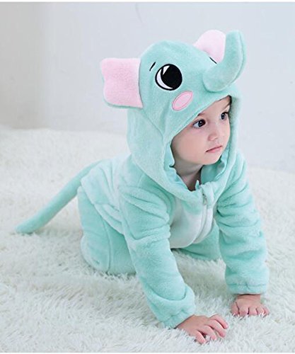 Doladola Mono de bebé con Capucha Mono de Dibujos Animados Animal Romper Pijama (Elefante, Edades 6-12 Meses/Altura:66cm-73cm)