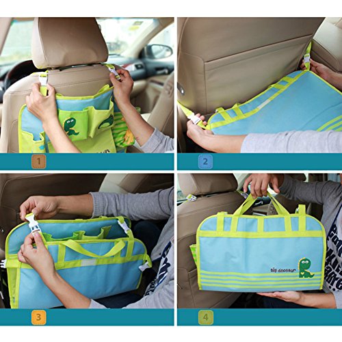 DoMyfit Organizador de Asiento de Coche para bebé, Accesorios de Remolque, Asiento de Niños, Bolsa de Almacenamiento para Colgar (Dinosaur)